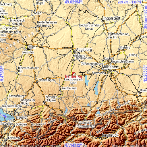 Topographic map of Kaufering