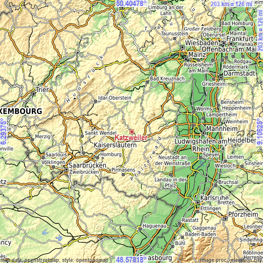 Topographic map of Katzweiler