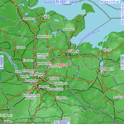 Topographic map of Kastorf