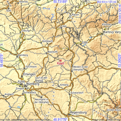 Topographic map of Kastl