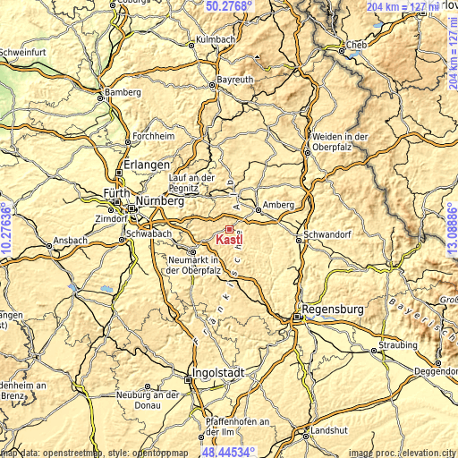 Topographic map of Kastl