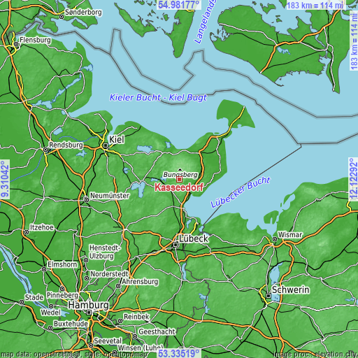 Topographic map of Kasseedorf