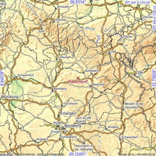 Topographic map of Kasendorf