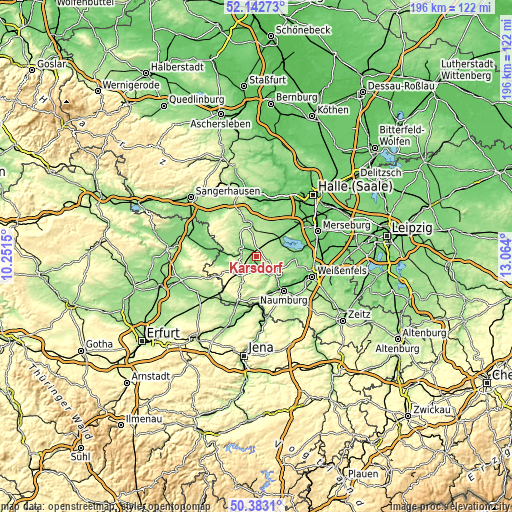 Topographic map of Karsdorf