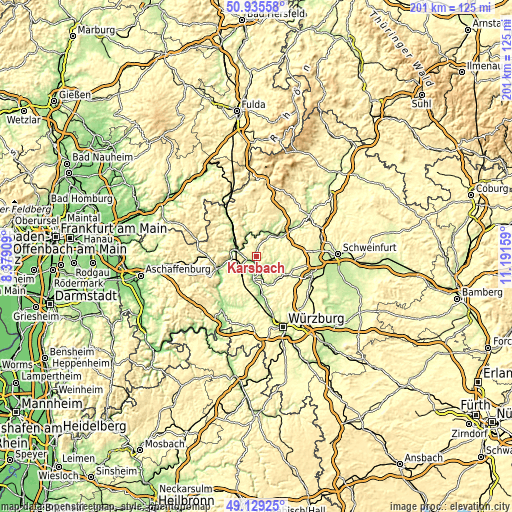 Topographic map of Karsbach