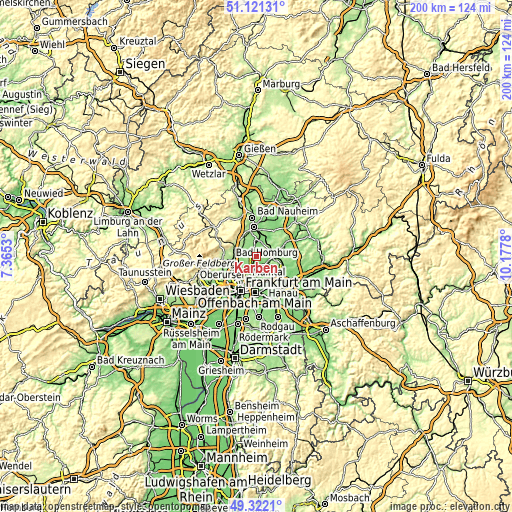 Topographic map of Karben