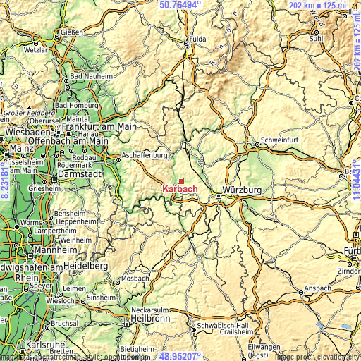 Topographic map of Karbach