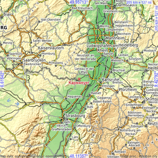 Topographic map of Kapsweyer