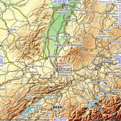 Topographic map of Kandern