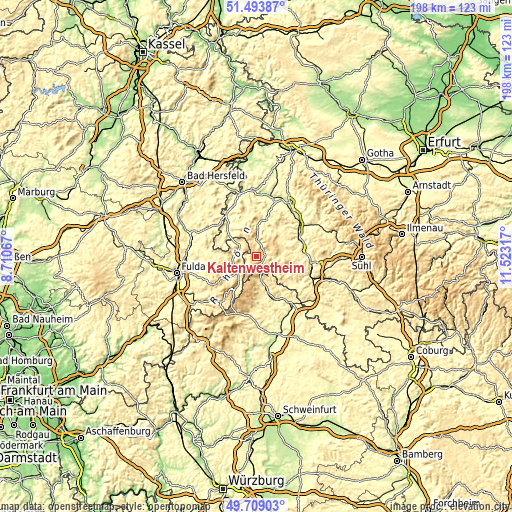 Topographic map of Kaltenwestheim