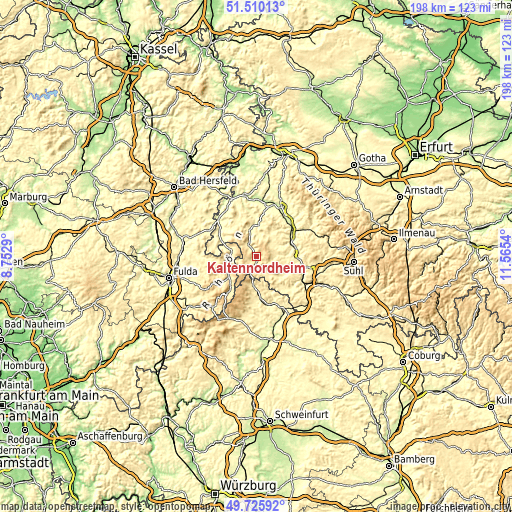 Topographic map of Kaltennordheim