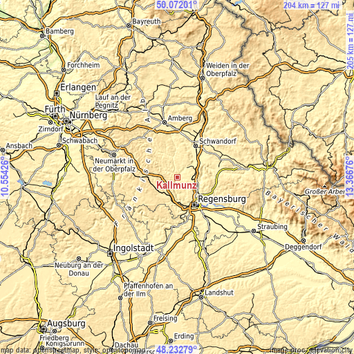 Topographic map of Kallmünz