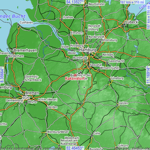 Topographic map of Kakenstorf