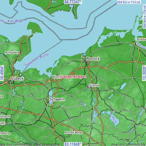 Topographic map of Jürgenshagen