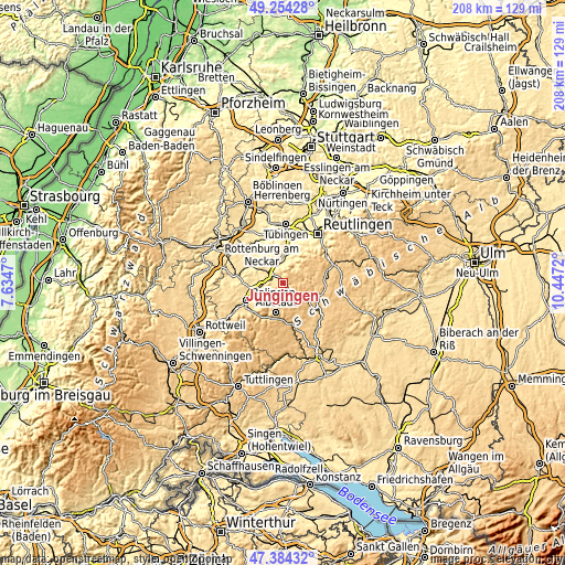 Topographic map of Jungingen
