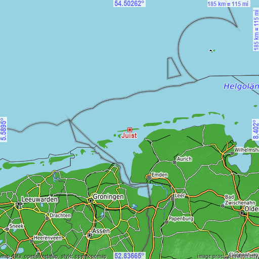 Topographic map of Juist