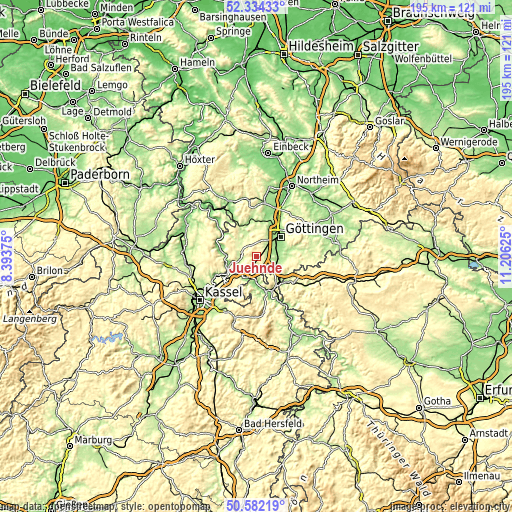 Topographic map of Jühnde