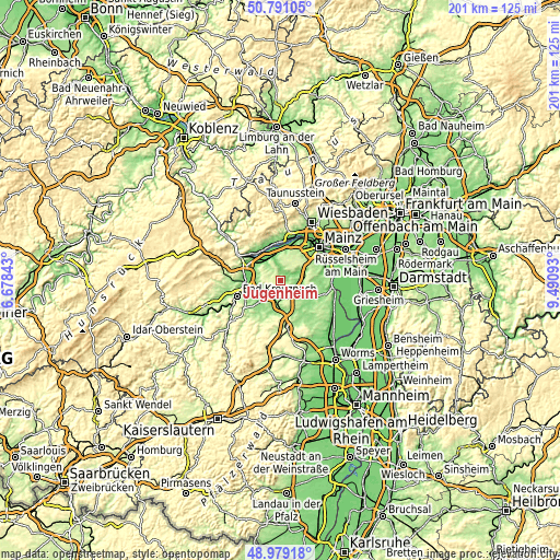 Topographic map of Jugenheim