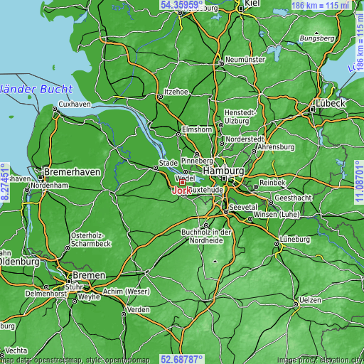 Topographic map of Jork