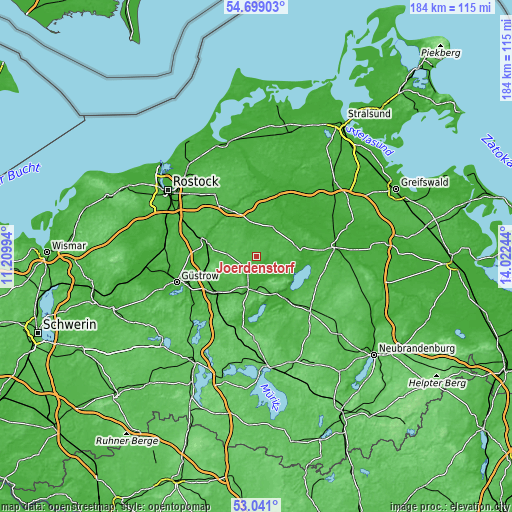 Topographic map of Jördenstorf