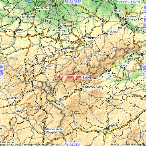 Topographic map of Johanngeorgenstadt