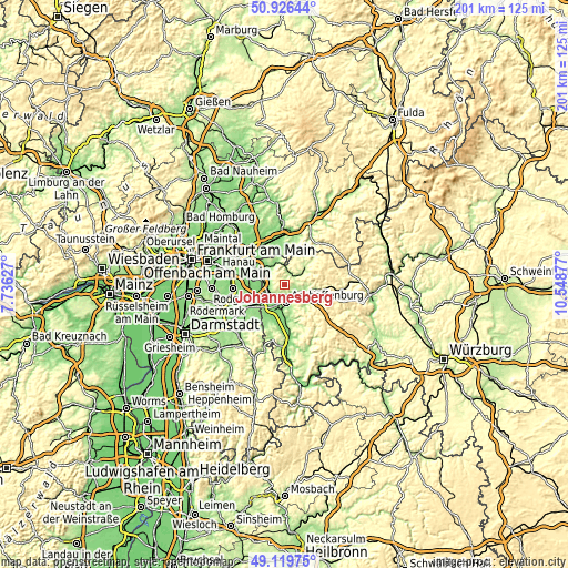 Topographic map of Johannesberg