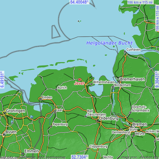 Topographic map of Jever