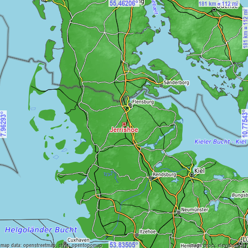 Topographic map of Jerrishoe