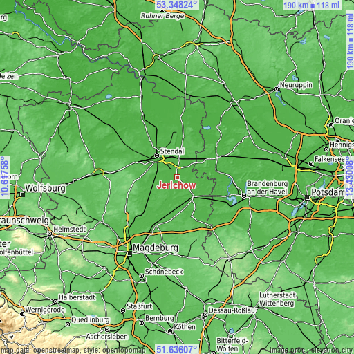 Topographic map of Jerichow