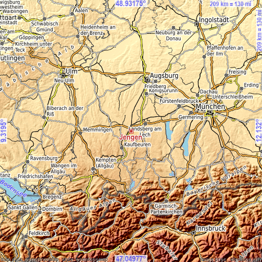 Topographic map of Jengen