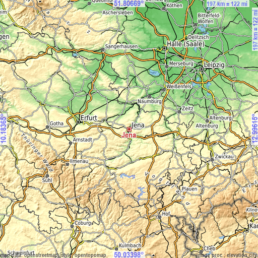 Topographic map of Jena