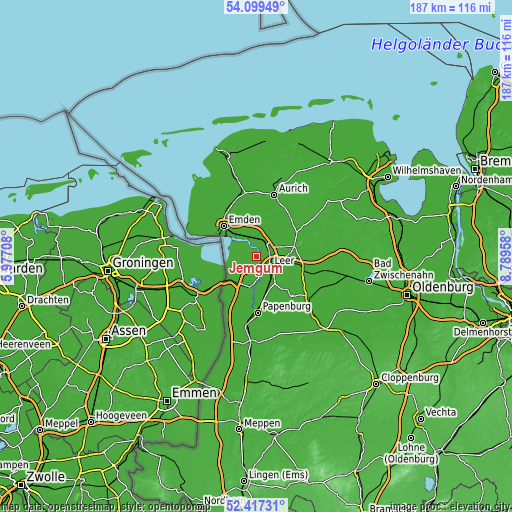 Topographic map of Jemgum