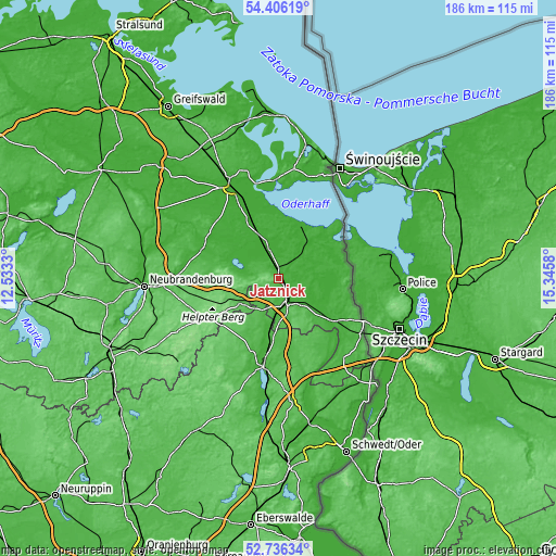 Topographic map of Jatznick