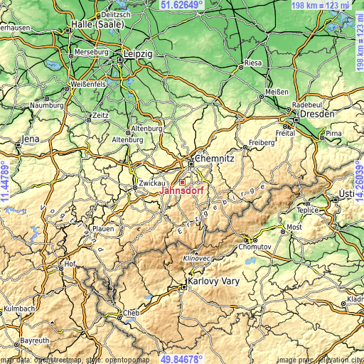 Topographic map of Jahnsdorf