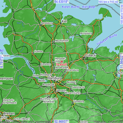 Topographic map of Itzstedt