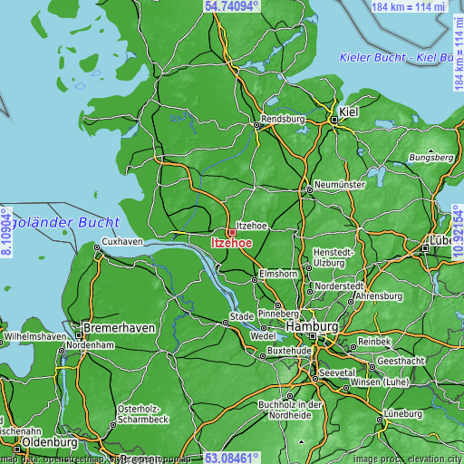 Topographic map of Itzehoe