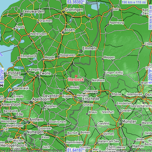 Topographic map of Itterbeck