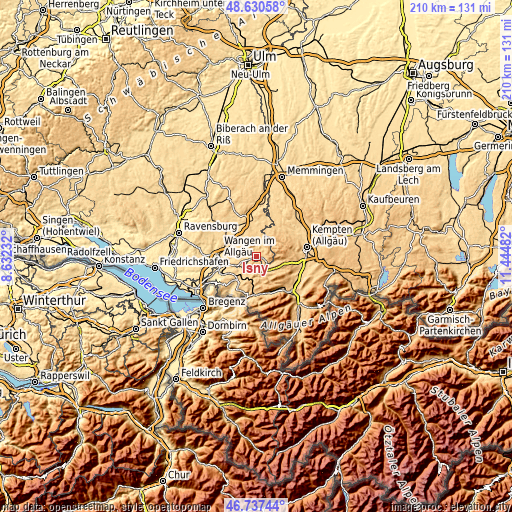 Topographic map of Isny