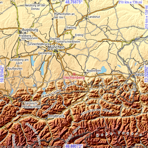 Topographic map of Irschenberg