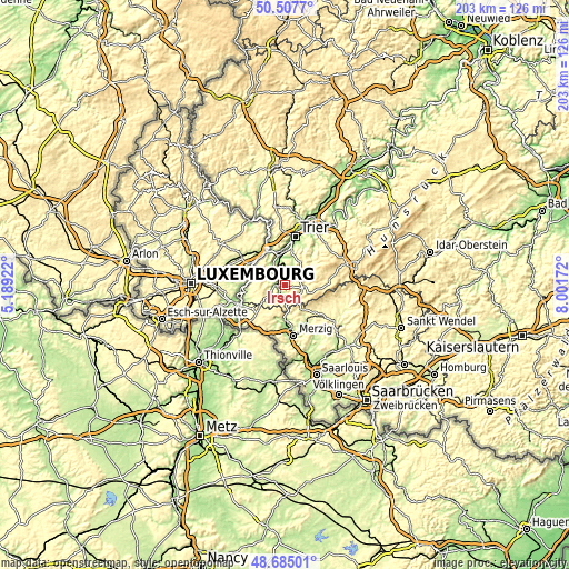 Topographic map of Irsch