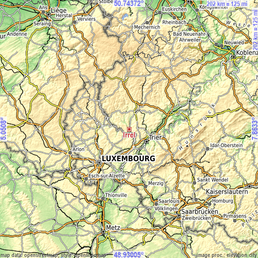 Topographic map of Irrel