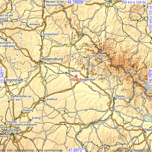 Topographic map of Irlbach