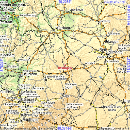 Topographic map of Insingen