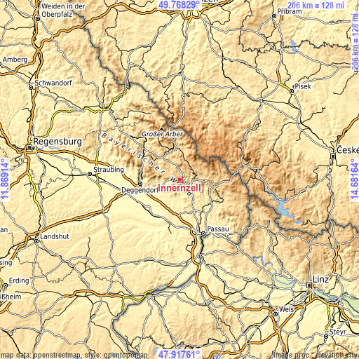 Topographic map of Innernzell