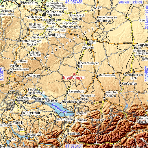 Topographic map of Ingoldingen