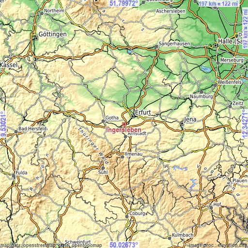 Topographic map of Ingersleben