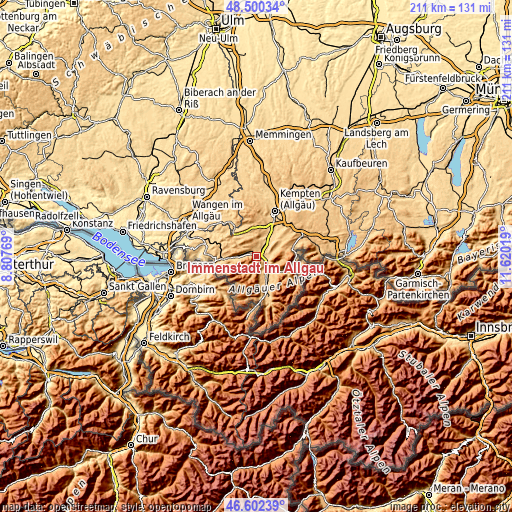 Topographic map of Immenstadt im Allgäu