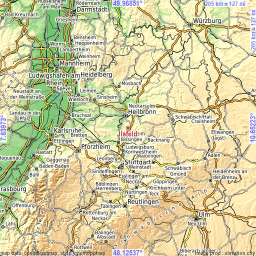 Topographic map of Ilsfeld