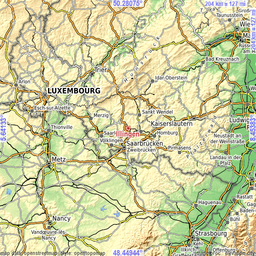 Topographic map of Illingen