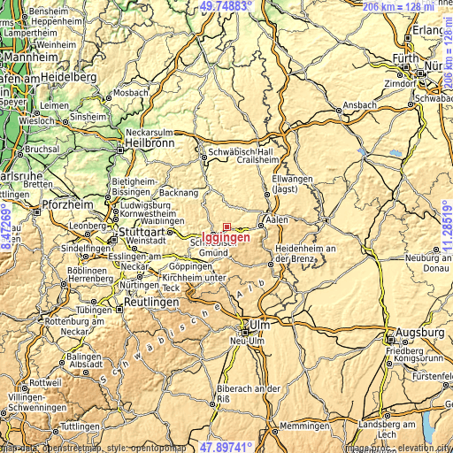 Topographic map of Iggingen